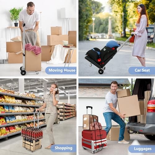 KEDSUM 270LBS Utility Luggage Cart with 4 Wheels, 100% Aluminum Hand Truck Dolly, Folding Hand Truck with Advanced Tank Wheels, Portable Dolly Cart for Luggage, Travel, Shopping, Office Use 8