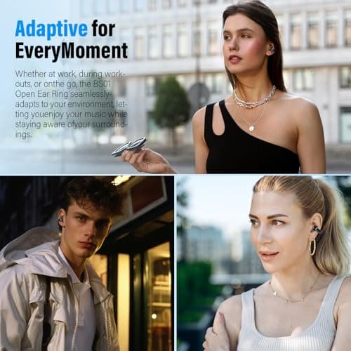Clip On Ear buds, Open Ear Headphones, Bluetooth 5.4 HiFi Stereo Clip Earbuds, 42H, LED Display Wireless EarBuds, Comfortable Lightweight, IP7 Waterproof Earphones, Earbud for Workout Running, Black 7