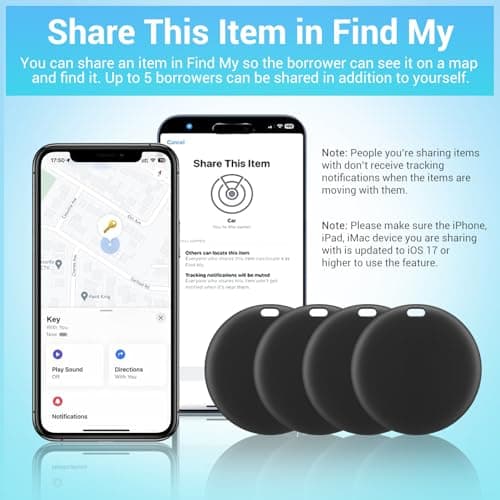 [Apple MFi Certified] LBPRT Air Tracker Tag 4 Pack, Smart Bluetooth Item Finder Work with Apple Find My (iOS Only, Android not Supported), Key Locator for Luggage Suitcase, Wallet. Replaceable Battery 7