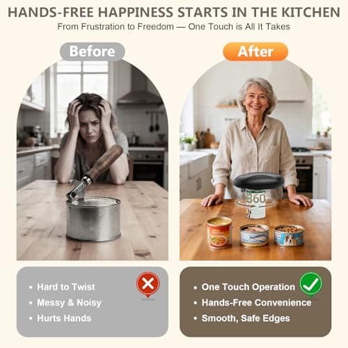 Electric Can Opener, Fast One-Touch Automatic Rechargeable Can Opener for Smooth Edge Safe Fast Opening, Fits All Cans, Hands-Free Operation, Amzwit Gift Ideal for Seniors Arthritis Kitchen Gadget 6
