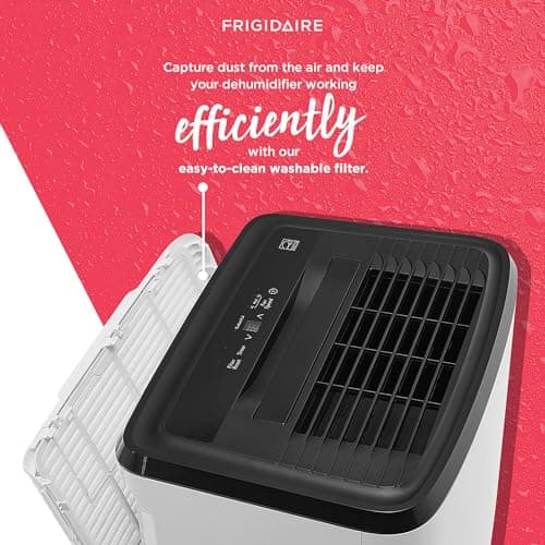 Frigidaire 50-Pint Portable Dehumidifier for Basement, Home, and Attic, 115V, Quiet Moisture Absorber for Humidity Control with Auto Shut-Off and Removable Water Bucket/Continuous Drain Option, White 8