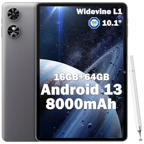 OUKITEL OT6 Android Tablet 10.1 Inch, 16GB+64GB(1TB TF), 8000mAh Battery Tablets for Adults, Android 13 Tablet, WiFi 6 Tablets with Widevine L1, Stylus, Dual Speakers, HD Display, Bluetooth 5.0