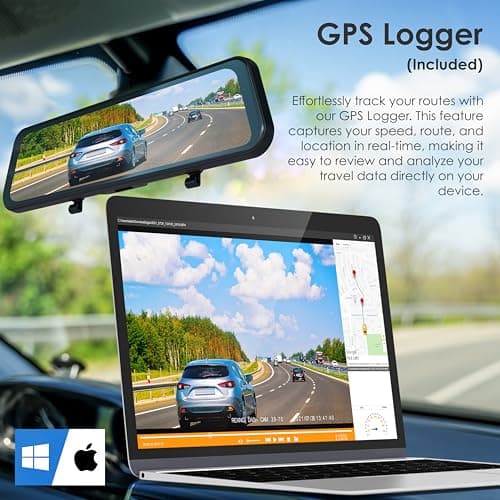 UZIVO U24 Mirror Dash Cam, 4-Channel, 12” Touchscreen, 1080p, 170° Wide Angle, Stream Media, Auto-Backup Camera for Car, Truck, Taxi, Night Vision, Parking Monitor，Free 128GB Card 5