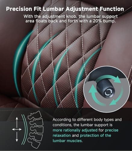 Big and Tall Office Chair with Wide Area Armrest, 600LBS PU Leather Executive Chair, Adjustable Lumbar Support 3'' Double Space Wheel, Managerial Home Desk Heavy Duty Office Chair (Brown-A) 6