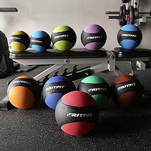 RitFit Weighted Medicine Ball Set - 6LB / 8LB / 10LB / 12LB, Non-Slip Rubber Shell & Dual Texture Grip - Workout Exercise Ball for Core Strength, Balance Training, Coordination Fitness 9