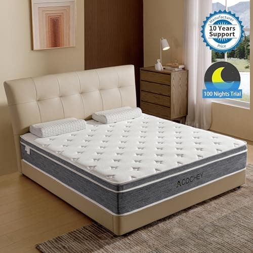 Medium Firm Acochey Hybrid Mattress, 10 Inch Full, Gel Memory Foam, Breathable & Cooling, CertiPUR-US 6
