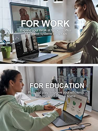 Hiearcool USB C Hub Ethernet 8-in-1, 4K@60Hz USB-C to HDMI Multiport Adapter with 1Gbps RJ45, 100W PD, 3 USB 3.0, SD/TF, Compatible for MacBook Pro/Air, Dell, Lenovo Laptops 6