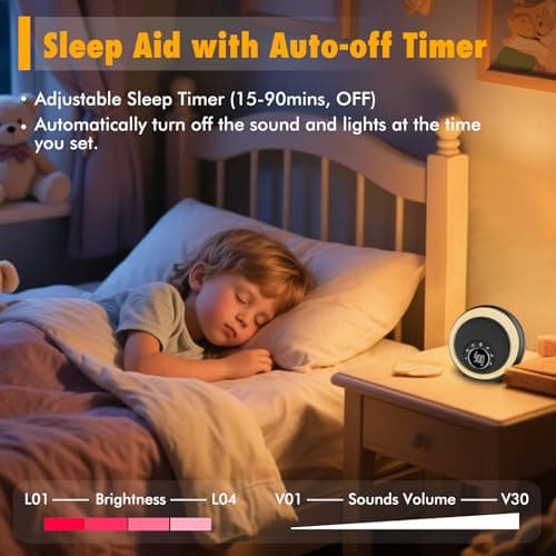 Night Light Bluetooth Speaker Alarm Clock, Portable Sound Machine with White Noise, Touch Bedside Lamp for Bedroom, Dimmable Warm Light, RGB Color Changing, Best Gifts for Teenage Boys Girls 6