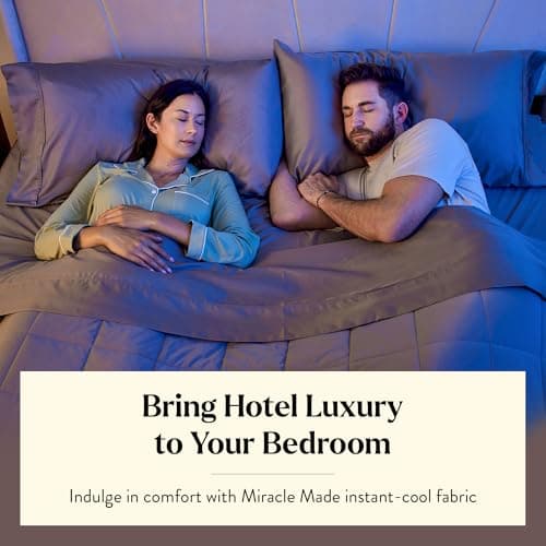Miracle Made Cool-to-The-Touch Comforter – Silver-Treated, Soft, Breathable Fabric – Lightweight, Cozy Bedding Designed for Hot Sleepers – Queen Size Blanket, Stone 5