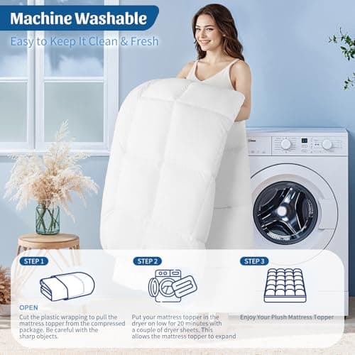 Memory Foam Mattress Topper for Back Pain, Soft Ergonomic Pillow Top Mattress Topper with Deep Pocket fits up to 21" (Queen, 60"x80") 7