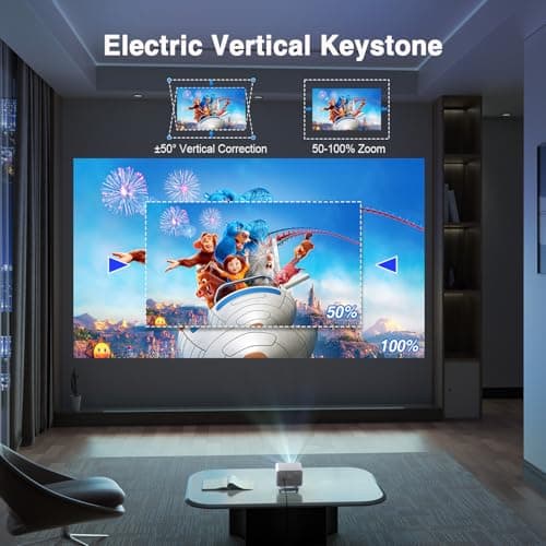 AuKing Projector,2025 Upgraded Projector with Wifi and Bluetooth, ±50° Vertical Keystone, FHD 1080P Movie Projector Compatible with HDMI/USB/AV/Smartphone/TV Box/Laptop 3