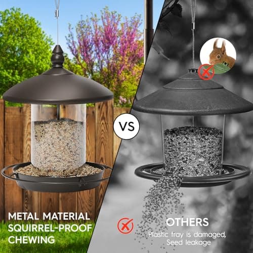 Youvip Metal Roof Bird Feeder - Chew Proof for Outdoor Hanging Wild Bird Seeds. Bronze 7