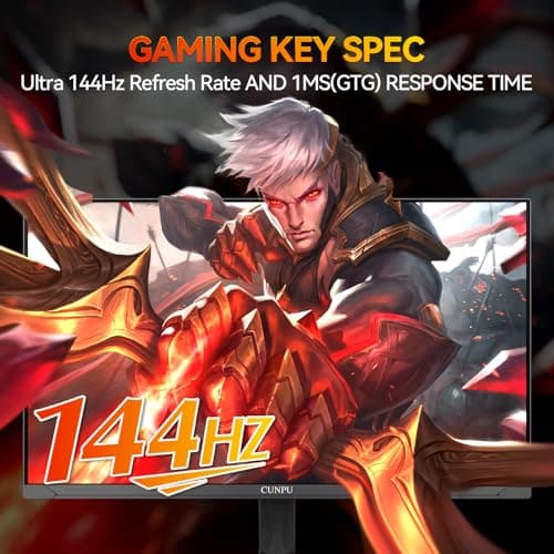 CUNPU 32 Inch 4k Gaming Monitor, 144Hz UHD Fast IPS Panel, 1ms GTG, sRGB 120%,10 Bit, Gsync & FreeSync, Support Xbox PS5 4k 120Hz VRR ALLM, HDMI 2.1,DP 1.4, Height/Vertical Adjustment 3