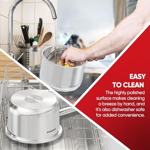 Sunhouse – 2 Quarts Stainless Steel Sauce Pan with Lid - PFOA-FREE, Stainless Steel Sauce Pan, Advanced Impact Bonding Induction Base, Stay-Cool Handle, Compatible with All Cooktops 9