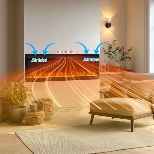 Oxhark Flame Linear Smart WiFi Electric Fireplace 72 Inch, APP & Touch Screen & Remote Control, 169 Realistic Flame Color Combinations, Timer & Thermostat Fireplace Heater,1500W 5