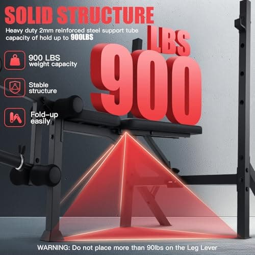 ANCHEER 900LBS Weight Bench Set with Squat Rack, Adjustable Bench Press Set with Leg Extension and Leg Curl, Flat Incline Decline Workout Bench for Home Gym Full Body Strength Training 8