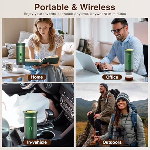 Tinkerty Portable Electric Espresso Machine, Portable Coffee Maker for Travel, Self-Heating Car Espresso Maker, Compatible with Ground Coffee & NS Capsule for Camping, RV, Travel, Office 9
