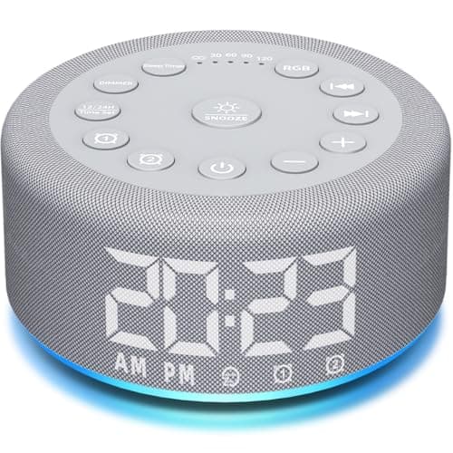 Plug-in Sound White Noise Machine Brown Noise Machine & Alarm Clock with Rechargeable Backup Battery Night Light Dual Alarms 30 Sleeping Sounds for Baby Kids Adults 5 Timers 15 Wake Up Sounds & Memory