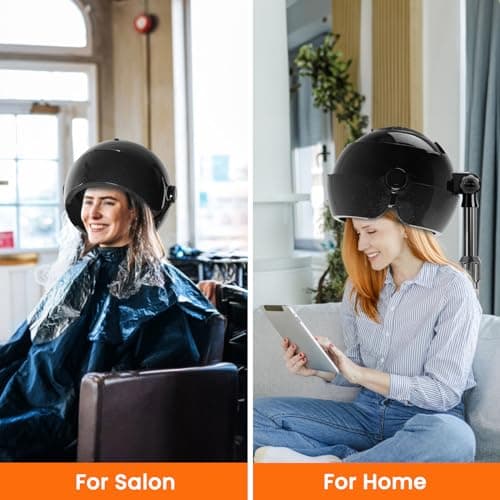 Takeashine Hooded Hair Dryer, 1500W Ionic Standing Dryer with Time Setting, Touch Controls, 3 Temperature Settings, Height Adjustable for Salon and Home Use, Black 7