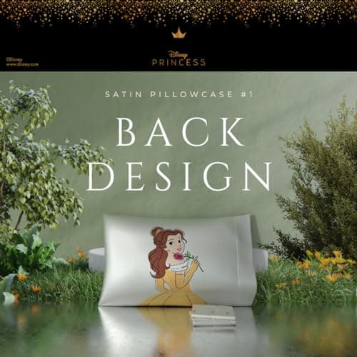 Disney Princess Belle Beauty Silky Satin Standard 2 Pack Pillowcase Cover Set 20x30 for Hair and Skin, (Officially Licensed Product) by Franco Collectibles 5