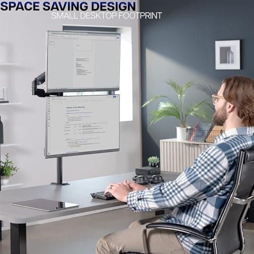 VIVO Dual Monitor Arm Extra Tall Mount for Screens up to 32 inches, Mechanical Height Adjustment, Full Articulating Heavy Duty VESA Stand with Desk C-clamp and Grommet, STAND-V012K 6