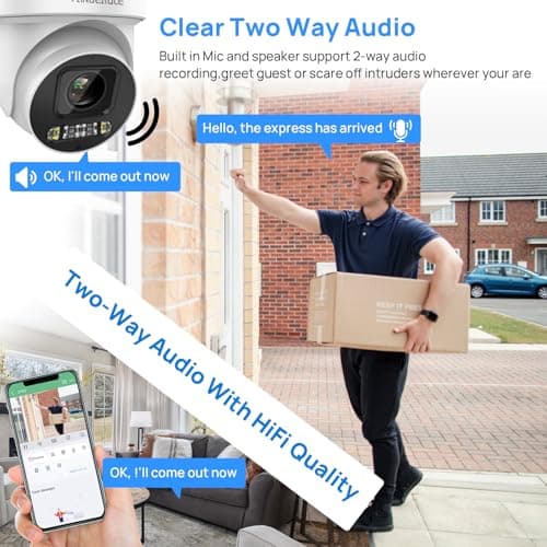 PANOEAGLE 4K AI IP POE PTZ Camera, 8MP PTZ Security Camera Outdoor,5X Optical Zoom 2.7~13.5mm Lens, 2-Way Audio, Smart Human/Vehicle Detection, Spotlight Color Night Vision,SD(512GB), IP67 6