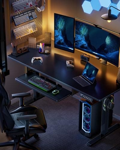 ErGear Electric Standing Desk with Full Size Keyboard Tray, Adjustable Height Sit Stand Up Desk, Home Office Desk Computer Workstation, 48x24 Inches, Black 9