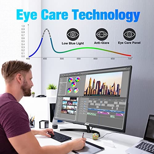 Jlink Computer Monitor FHD 32 Inch Monitor, 1920x1080P 60Hz 104% sRGB Display w/HDMI VGA 3.5mm Audio, HDR, VA Screen w/Freesync, Tilt，VESA Mount 6