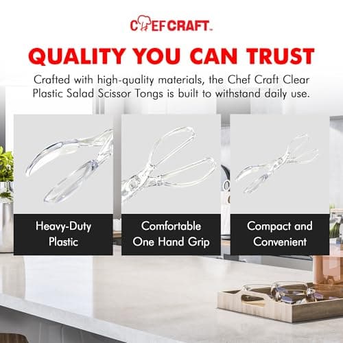 Chef Craft Premium Salad Scissor Tongs, 11.25 inch, Clear 6