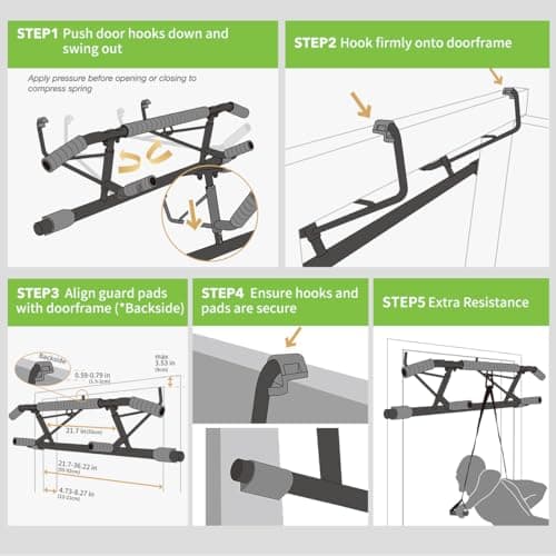 KAKICLAY New Upgrade Pull Up Bar for Doorway - Foldable Design & Space-Saving, Upto 440 Lbs Capacity, No Screwing or Slipping - USA Original Patent, Designed, Shipped, Warranty 7