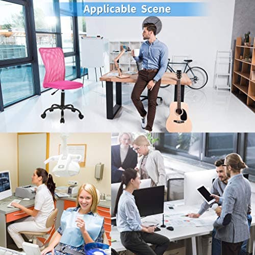 Office Chair Desk Chair Computer Chair with Lumbar Support Ergonomic Mid Back Mesh Adjustable Height Swivel Chair Armless Modern Task Executive Chair for Women Men Adult,Pink 8