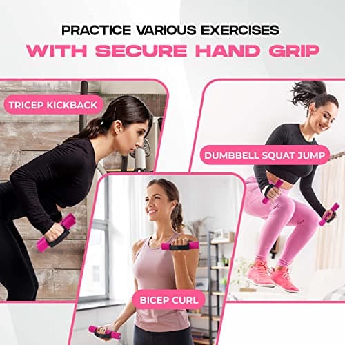 Yes4All 2lbs Adjustable Dumbbell Hand Weights Set Of 2 for Women's Walking or Travel Exercise with Adjustable Straps, Foam Cover, and Color Coded Weight, Anti Slip 6