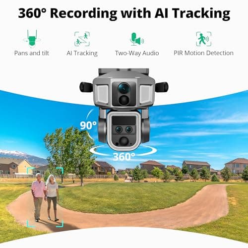 4G LTE Cellular Security Camera Outdoor, 4K 10x Optical Zoom Wireless Solar Camera 12000mAh, No WiFi or WiFi 2 Mode, 360° Pan and Tilt AI Tracking Cam for Remote Monitor with SIM Card and 64GB SD Card 5