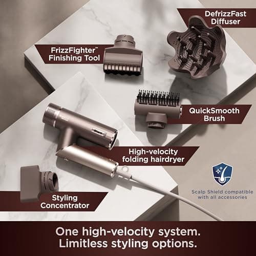 Shark SpeedStyle Pro Flex Professional Performance High-Velocity Hair Dryer System with Scalp Shield & IQ Speed Styling and Drying Suite, Lightweight, Ionic, No Heat Damage, Mocha Silver, HD542 5