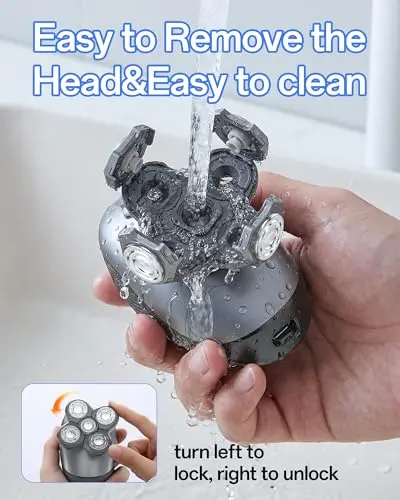 Electric Razor for Men, 5-in-1 Multi-Function Electric Shavers for Men, IPX7 Waterproof Bald Head Shaver with LED Display, Rechargeable Beard Trimmer Body Hair Trimmer, Ideal Gifts for Husband (Black) 6