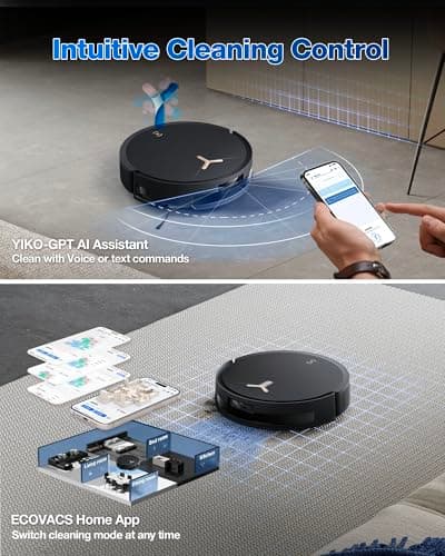 ECOVACS DEEBOT T50 MAX PRO Omni Robot Vacuum and Mop, 18,500Pa Suction, 18mm Auto-Lift, ZeroTangle &TruEdge 2.0, AIVI 3.0 Obstacle Avoidance, Auto Hot Water Mop Wash/Dry/Refill, Self-Emptying 9