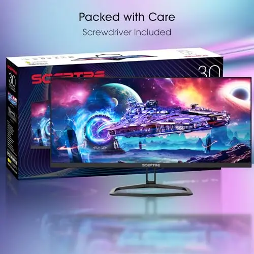 Sceptre 30-inch IPS Monitor 21:9 DisplayPort x2 up to 210Hz 1ms Ultra Wide/Slim Build-in Speakers, Machine Black (E305B-FU200T) 5