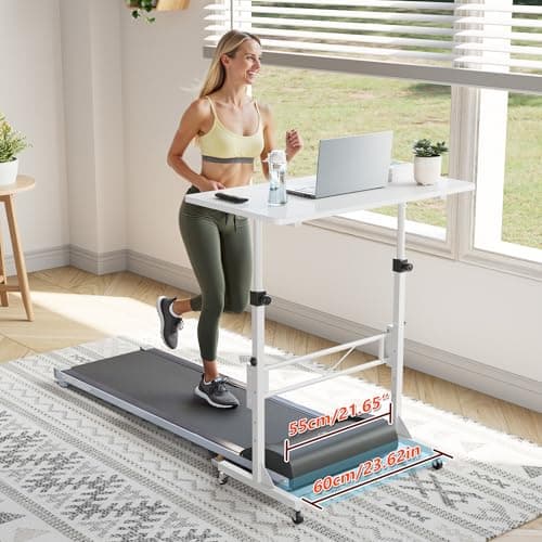 HOMIDEC Standing Desk, 32 Inch Portable Small Desk Adjustable Height, Rolling Home Office Desks with Wheels, Sit Stand Desk for Bedroom Walking Pad Home Office Small Space, White 7