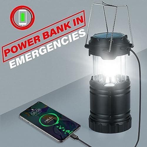 Wsky Solar Camping Lantern 4-Pack - Rechargeable LED Lights, Magnetic Base & Foldable Hanging Hook- Collapsible Lamp Battery Powered Perfect for Power Outages, Hiking, Campsites, Emergencies 5