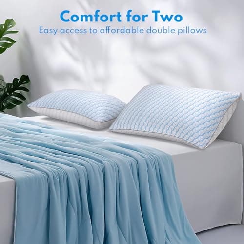 HEYCUZI Bed Pillows Queen Size for Sleeping - Breathable Down Alternative Soft Pillows Set of 2 for Side, Back, and Stomach Sleepers - Hotel Quality Fluffy Microfiber Fill Cooling Skin-Friendly 7