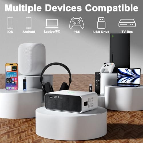 2024 Upgraded Smart Mini Projector with WiFi and Bluetooth – 4K HD Support, Auto Keystone, Electric Focus, Android 11 TV, Phone Control – Portable Home Theater for Indoor & Outdoor Movies 7