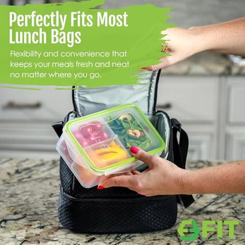 Bento Box for Kids and Adults - Reusable Lunch Box Meal Prep Containers - 3 Compartment Snack Box Container with Airtight Lid - Dishwasher, Freezer, Microwave Safe Food Snack Storage (39 oz, 3 Pack) 6