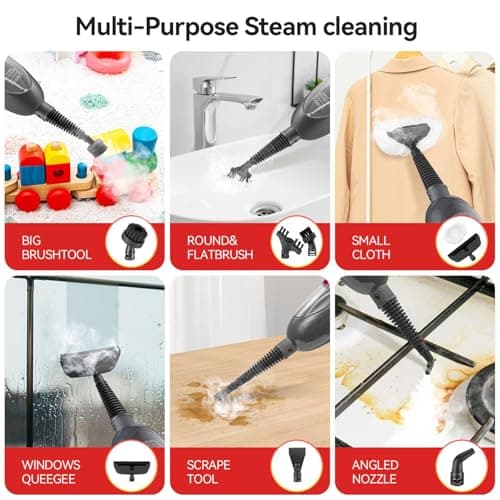 MOOLAN 10 in 1 Steam Mop, Detachable MultiPurpose Handheld Steam Mop Cleaning for Hardwood/Tile/Laminate Floors Window Wall Whole Home Use 8