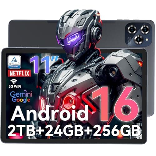 Tablet Android 16 Tablet-11 Inch FHD Display, 24GB RAM 256GB ROM /2TB TF, T615 Octa-Core AI Tablets, 8000mAh/18W Fast Charge, 5G WiFi & 16MP Camera, TÜV Certified HD for Streaming/Gaming