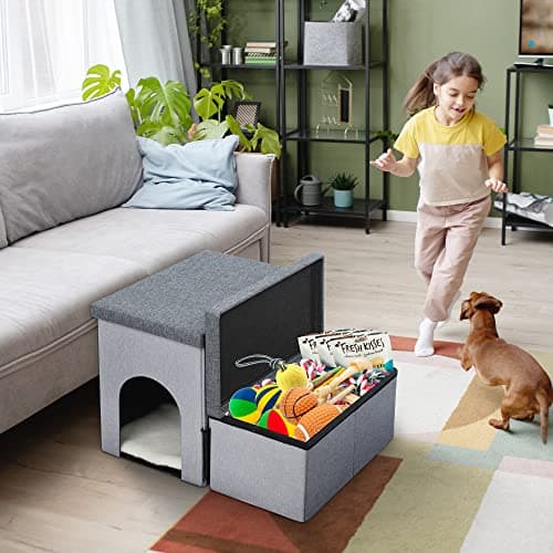 Heeyoo Dog Stairs for Small Dogs, Foldable Dog Steps for Couch and High Bed, 2-Step Pet Stairs with Storage and Pet House, Non-Slip Pet Ramp for Small to Large Dogs and Cats，Up to 150 Lbs 6