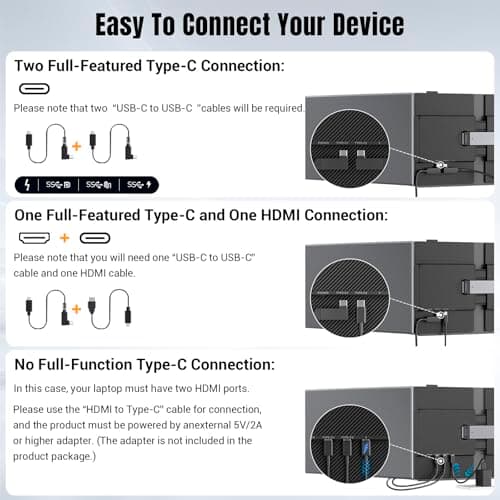 siaviala Laptop Screen Extender 0.17" Ultra-Thin, 14" 1080P FHD IPS Portable Monitor, Triple Screen Laptop Monitor Extender for 13"-17" Laptops, Plug & Play for Mac/Android/Chrome 6