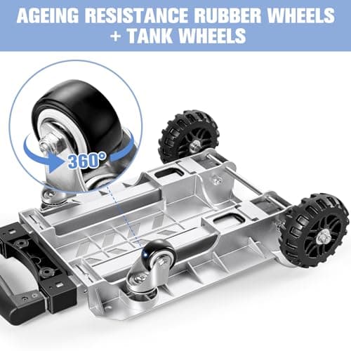 KEDSUM 270LBS Utility Luggage Cart with 4 Wheels, 100% Aluminum Hand Truck Dolly, Folding Hand Truck with Advanced Tank Wheels, Portable Dolly Cart for Luggage, Travel, Shopping, Office Use 5