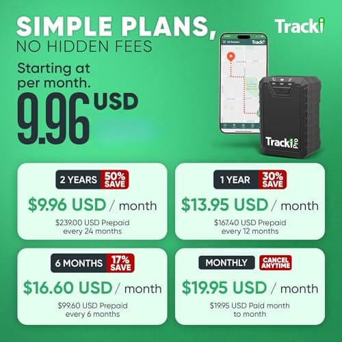 Tracki Pro GPS Tracker for Vehicles – Magnetic Waterproof 4G LTE Car Tracker, Long-Life Battery Up to 7 Months, Unlimited Distance, Smart Alerts, Hidden Tracking Device (Subscription Required) 5