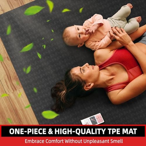 GymCope Extra Large Yoga Mat – 72"x48" or 78"x57", Non-Slip TPE Exercise Mat for Women & Men, Available in 1/4" to 1/2" Thickness, for Home Gym, Yoga, Pilates & Barefoot Workouts, with Towel, Straps & Carry Bag 5