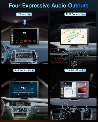 Portable Wireless CarPlay Touchscreen for Car: 4K Apple Carplay & Android Auto Car Play Screen with 4K Dash Cam/1080p Rear Camera/GPS Navigation/Bluetooth/Mirror Link/AirPlay (Black-9IN) 5
